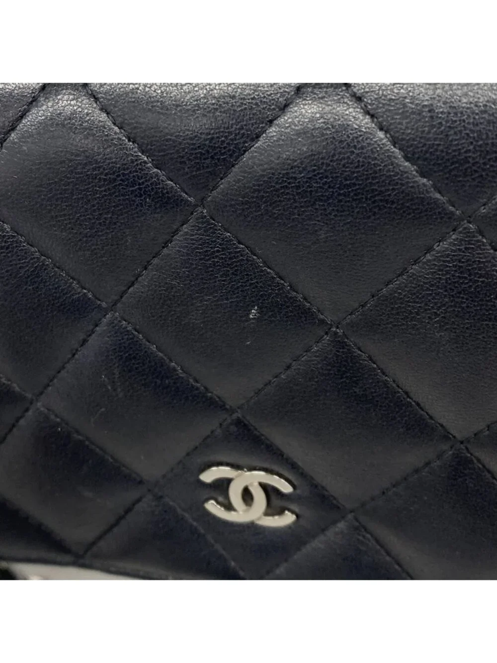 Chanel Wallet on Chain Quilted Lambskin Black Silver Shoulder Bag